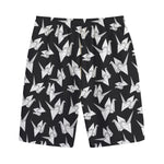 Black And White Origami Pattern Print Cotton Shorts