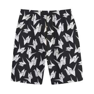 Black And White Origami Pattern Print Cotton Shorts