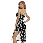 Black And White Origami Pattern Print Cross Back Cami Dress