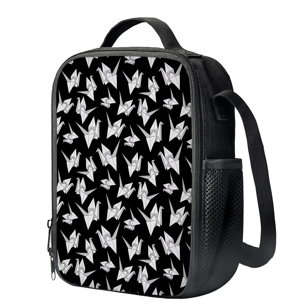 Black And White Origami Pattern Print Crossbody Lunch Bag