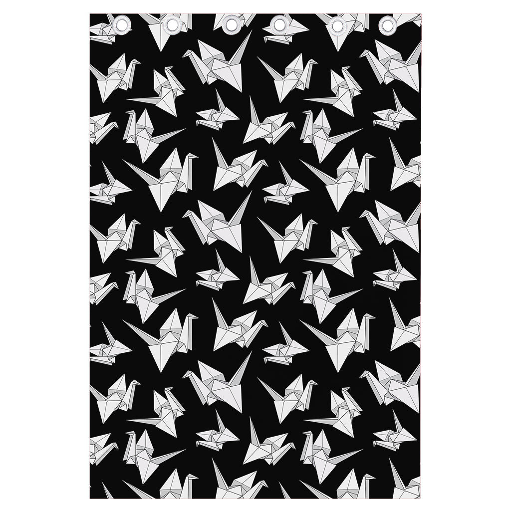 Black And White Origami Pattern Print Curtain