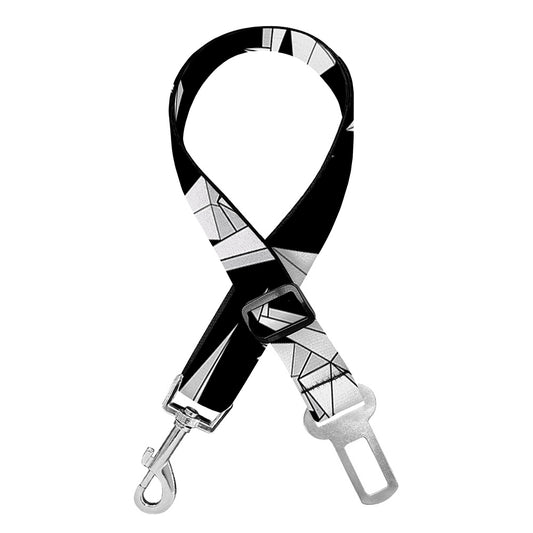 Black And White Origami Pattern Print Dog Seat Belt