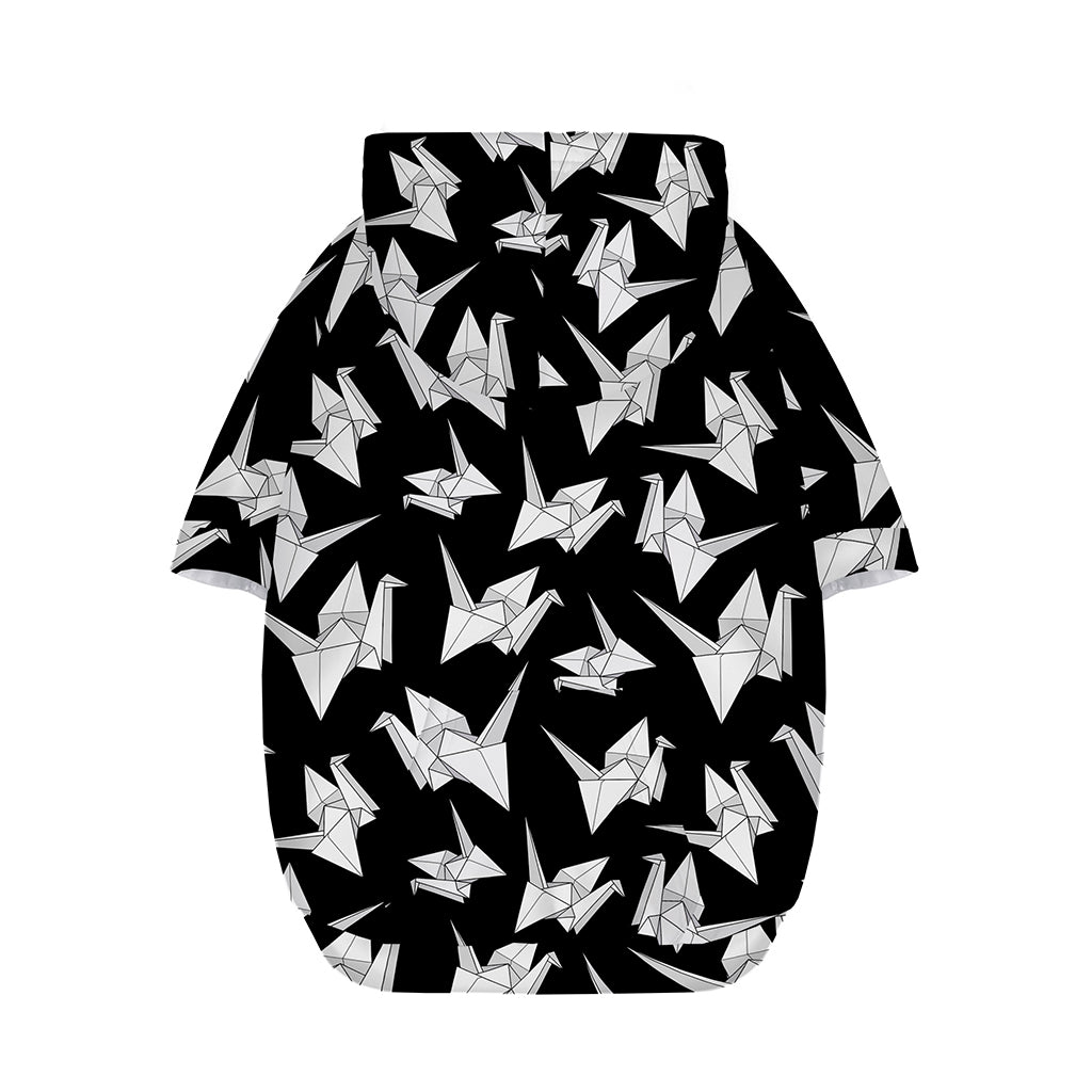 Black And White Origami Pattern Print Dog Zip Up Hoodie