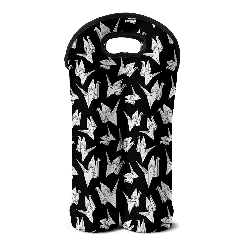 Black And White Origami Pattern Print Double Neoprene Wine Tote