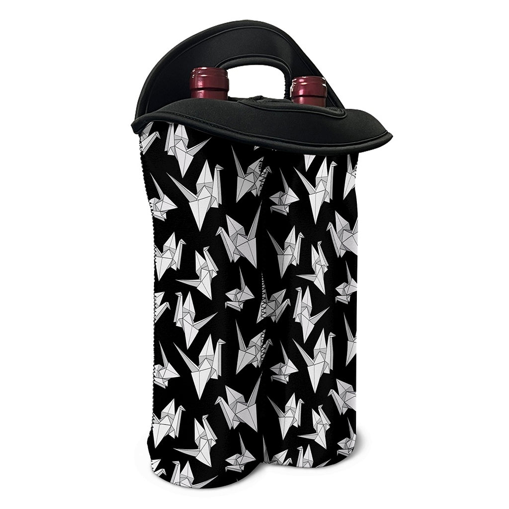 Black And White Origami Pattern Print Double Neoprene Wine Tote