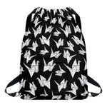 Black And White Origami Pattern Print Drawstring Backpack