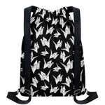 Black And White Origami Pattern Print Drawstring Backpack