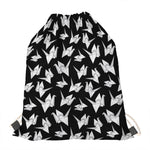 Black And White Origami Pattern Print Drawstring Bag