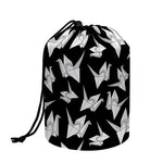 Black And White Origami Pattern Print Drawstring Makeup Bag