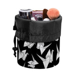 Black And White Origami Pattern Print Drawstring Makeup Bag