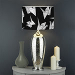 Black And White Origami Pattern Print Drum Lamp Shade