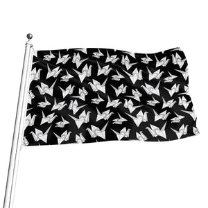 Black And White Origami Pattern Print Flag