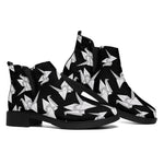 Black And White Origami Pattern Print Flat Ankle Boots