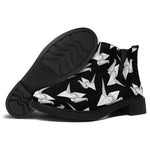 Black And White Origami Pattern Print Flat Ankle Boots