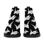 Black And White Origami Pattern Print Flat Ankle Boots