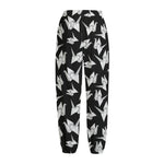 Black And White Origami Pattern Print Fleece Lined Knit Pants