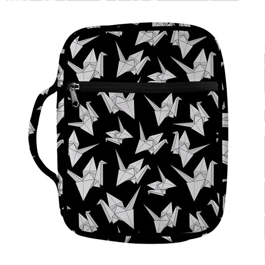Black And White Origami Pattern Print Front Pocket Bible Bag