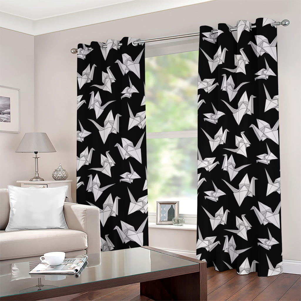 Black And White Origami Pattern Print Grommet Curtains