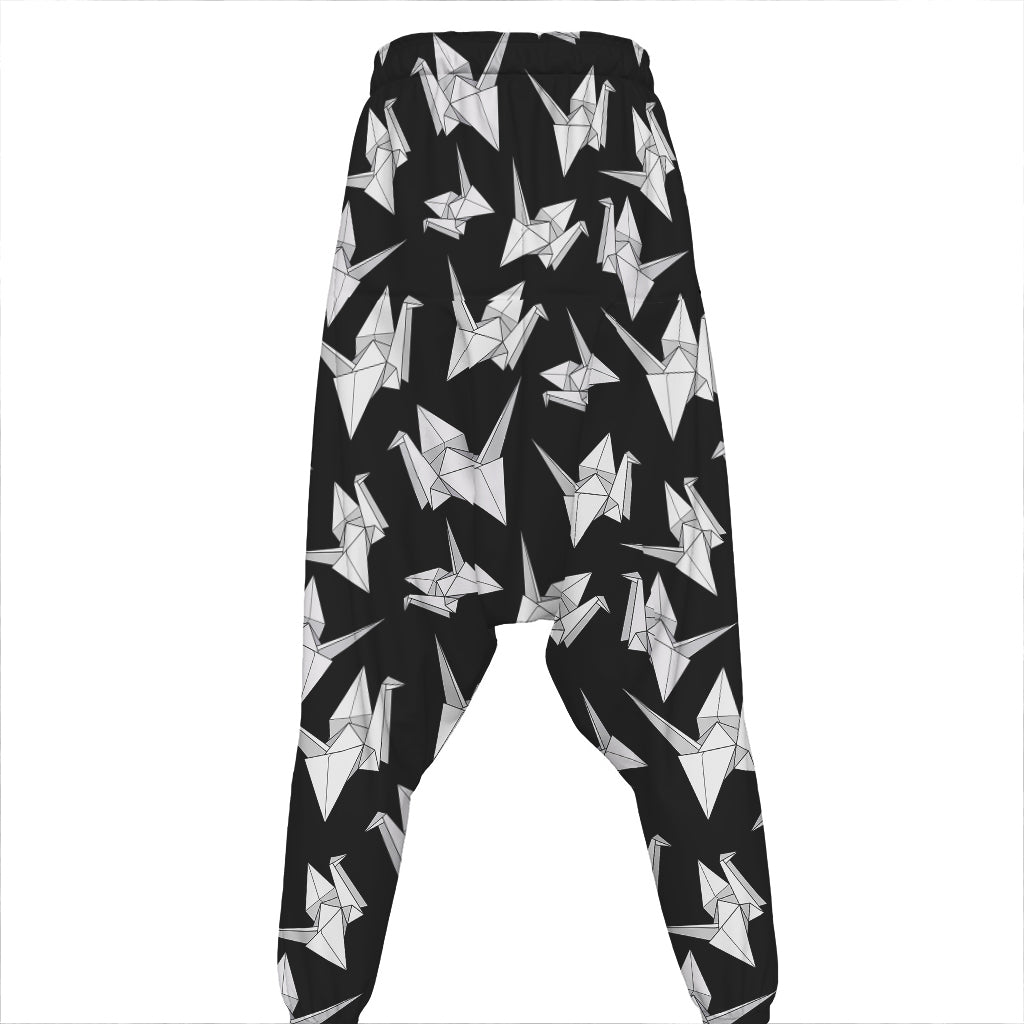 Black And White Origami Pattern Print Hammer Pants