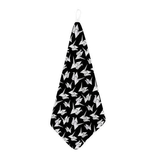 Black And White Origami Pattern Print Hand Towel