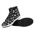 Black And White Origami Pattern Print High Top Leather Sneakers