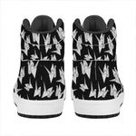 Black And White Origami Pattern Print High Top Leather Sneakers