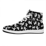 Black And White Origami Pattern Print High Top Leather Sneakers