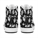 Black And White Origami Pattern Print High Top Leather Sneakers