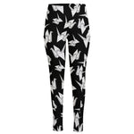 Black And White Origami Pattern Print High-Waisted Pocket Leggings