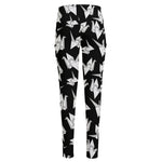 Black And White Origami Pattern Print High-Waisted Pocket Leggings