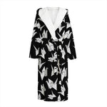 Black And White Origami Pattern Print Hooded Bathrobe
