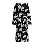 Black And White Origami Pattern Print Hooded Bathrobe