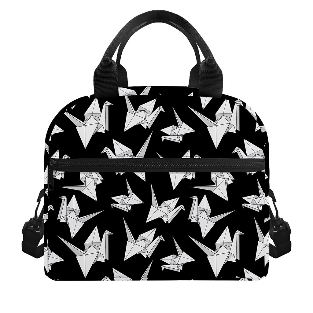 Black And White Origami Pattern Print Insulated Lunch Bag