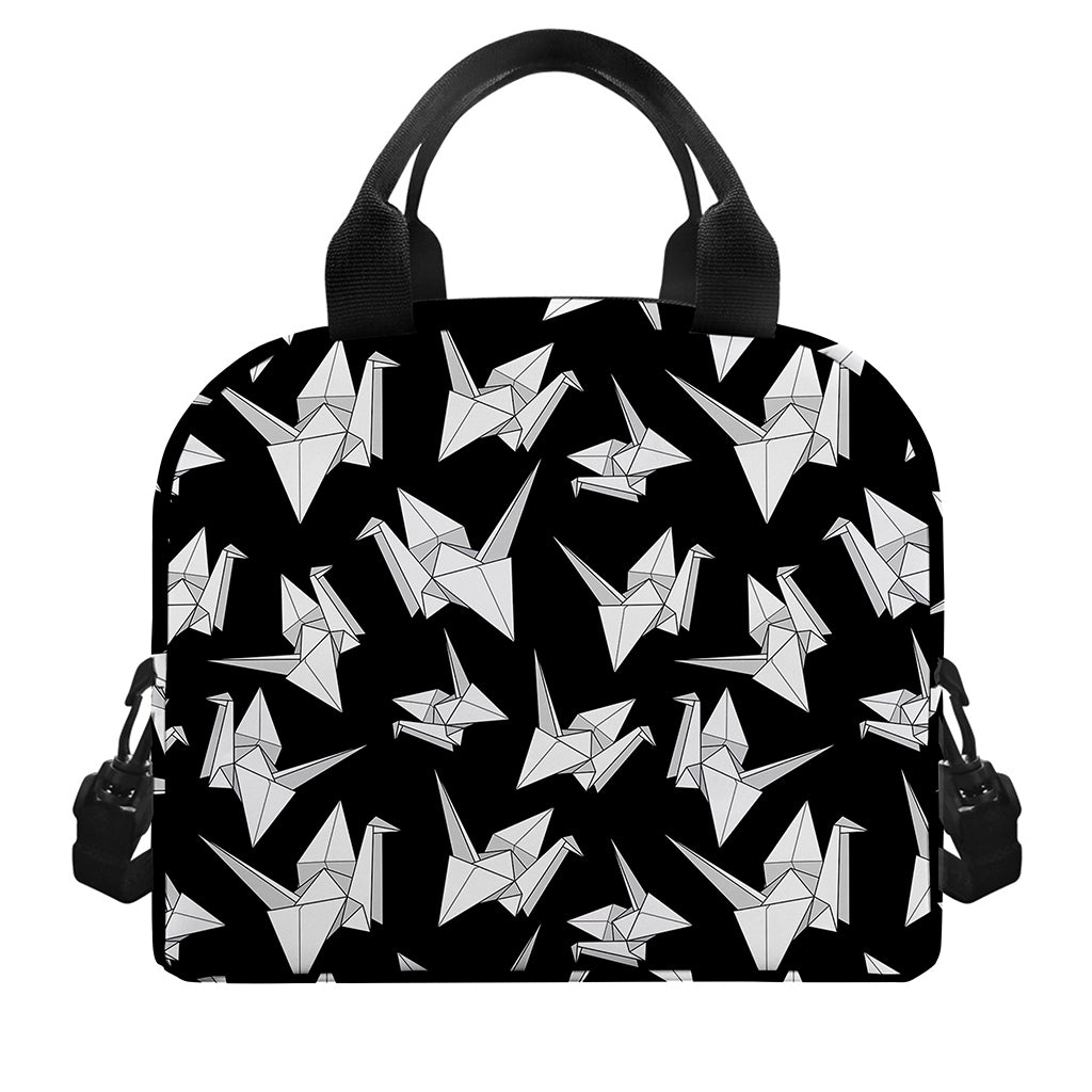 Black And White Origami Pattern Print Insulated Lunch Bag