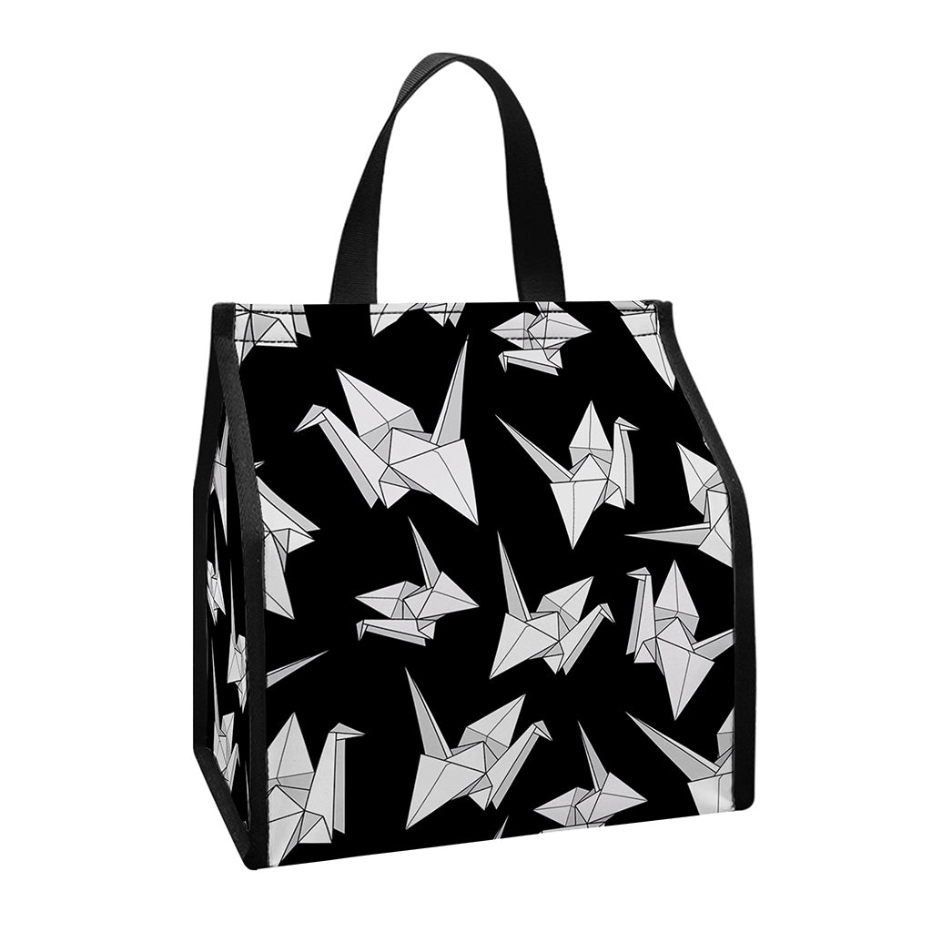 Black And White Origami Pattern Print Insulated Lunch Tote