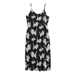 Black And White Origami Pattern Print Jersey Midi Cami Dress