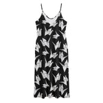 Black And White Origami Pattern Print Jersey Midi Cami Dress