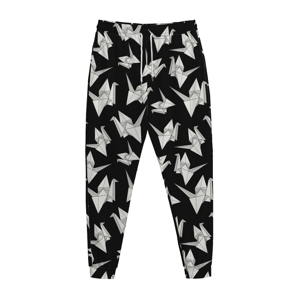 Black And White Origami Pattern Print Jogger Pants