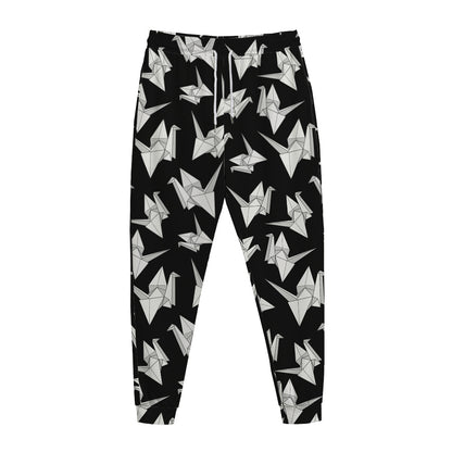 Black And White Origami Pattern Print Jogger Pants