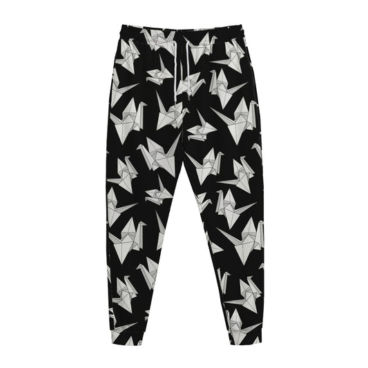 Black And White Origami Pattern Print Jogger Pants
