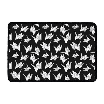 Black And White Origami Pattern Print Kitchen Mat