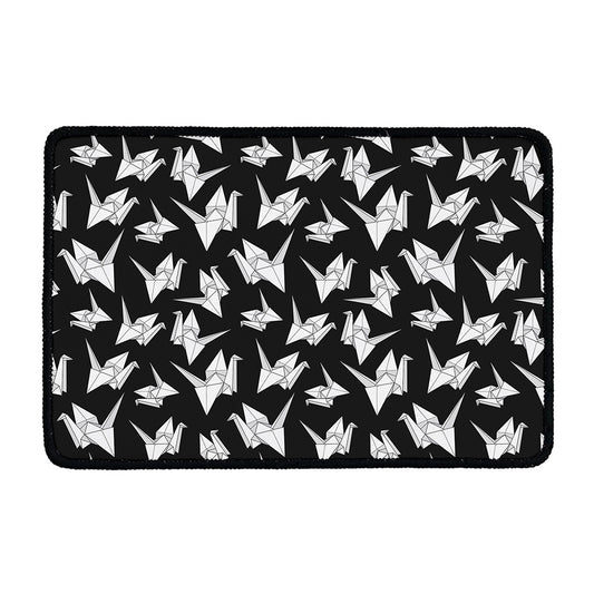 Black And White Origami Pattern Print Kitchen Mat
