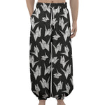Black And White Origami Pattern Print Lantern Pants