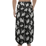 Black And White Origami Pattern Print Lantern Pants