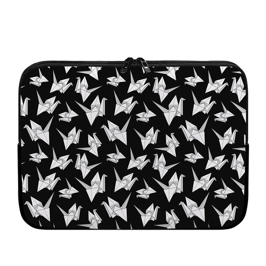 Black And White Origami Pattern Print Laptop Sleeve