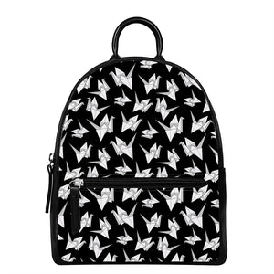 Black And White Origami Pattern Print Leather Backpack