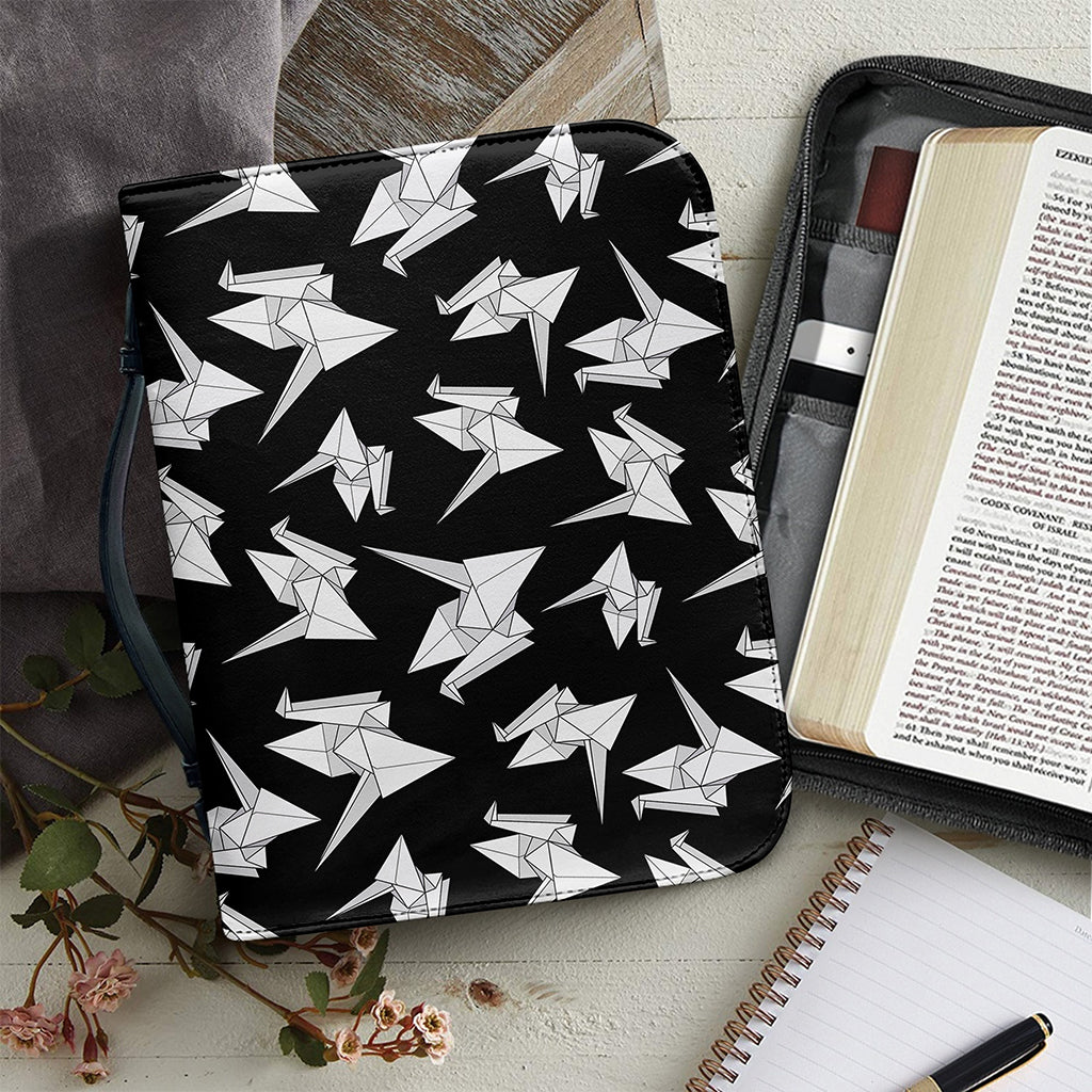 Black And White Origami Pattern Print Leather Bible Cover