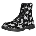 Black And White Origami Pattern Print Lace-Up Boots