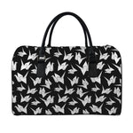 Black And White Origami Pattern Print Leather Duffle Bag