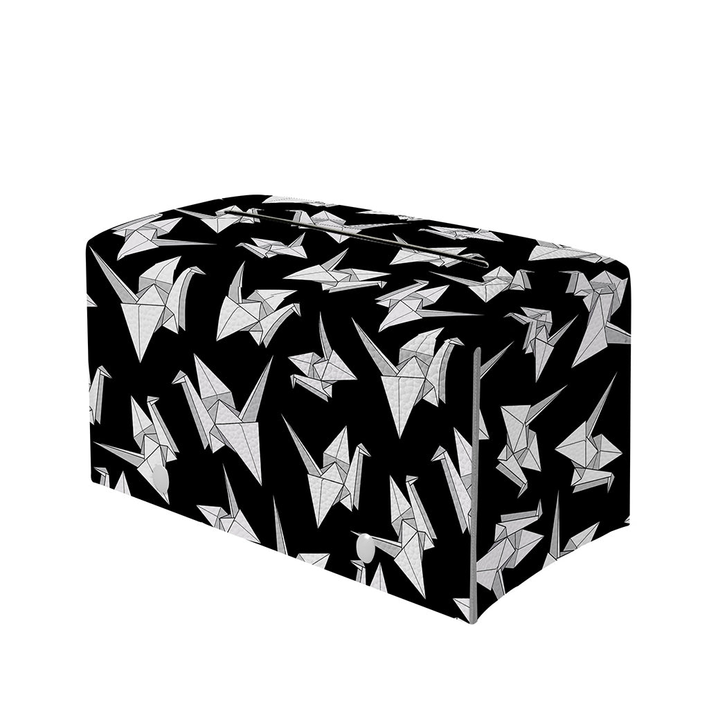 Black And White Origami Pattern Print Leather Tissue Box Cover
